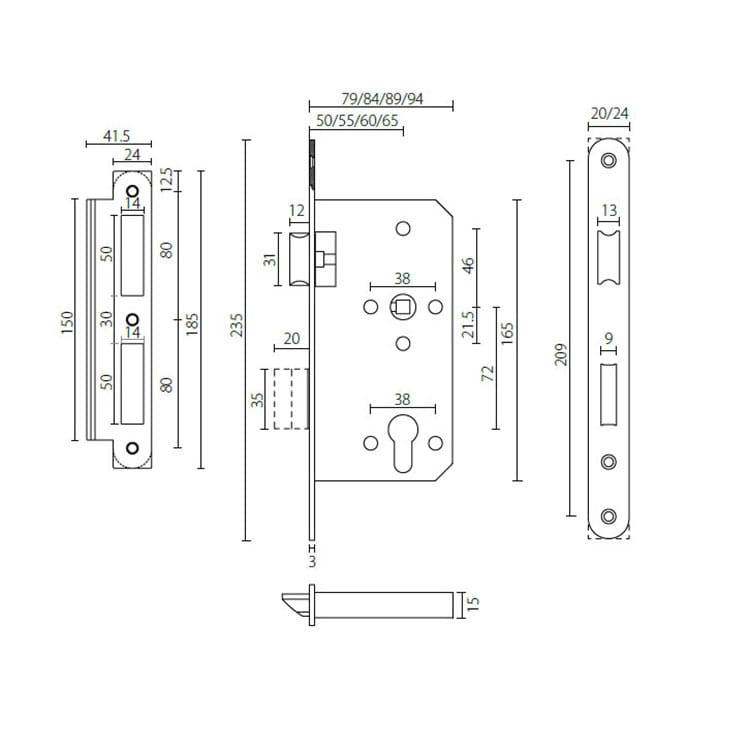 ML1072 Series Entry Door Lock Set with 72mm Centers,50/55/60/65mm backset - Door Lock - 1