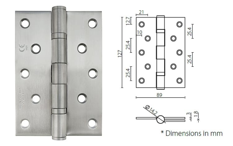 Heavy duty fire door hinge 5 - x 3.5 - x 3mm -EN/CE/Certifire Tested - Door Hinge - 1