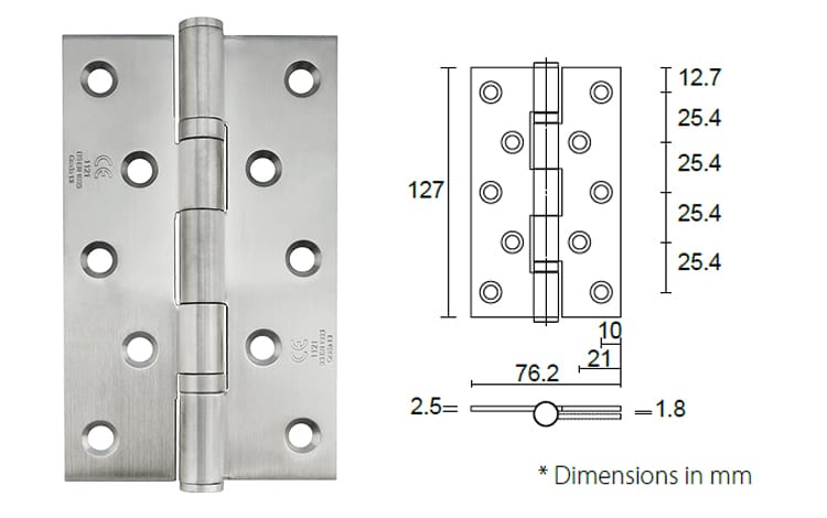 Mortise door hinge 5 - x 3 - x 2.5mm-EN/CE/Certifire tested - Door Hinge - 1