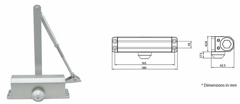 DC2003 light duty commercial door closer for 60kg door mass - Door Closer - 1