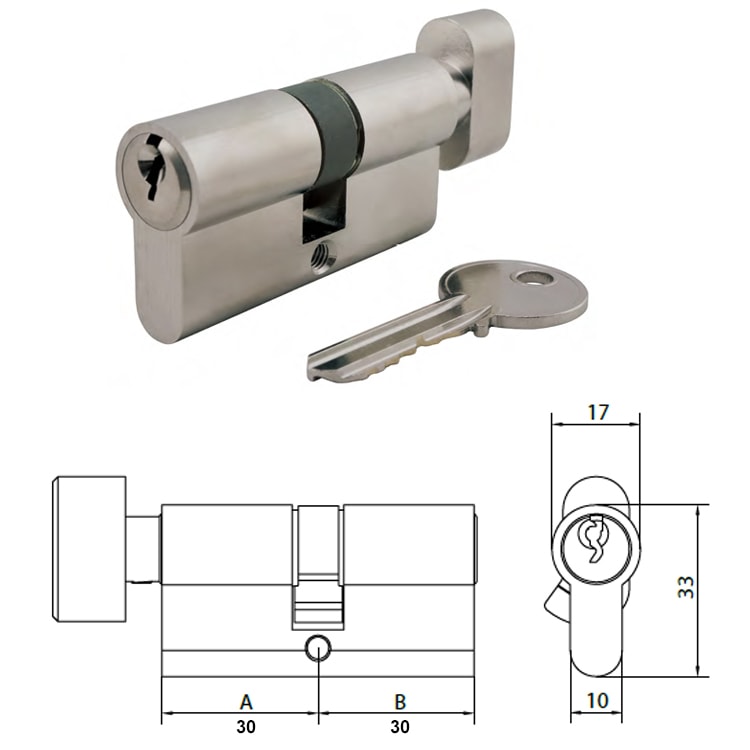 ECA3030TK economic double aluminum thumb turn euro cylinder - Euro Cylinder - 1