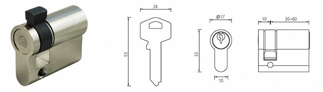 ECS-AC1030 euro profile single cylinder with adjustable cam - Euro Cylinder - 1