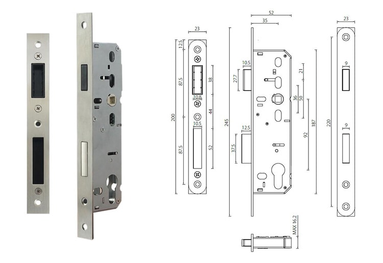 MG9210-35 magnetic mortise lock,35mm backset/92mm centers - Door Lock - 1