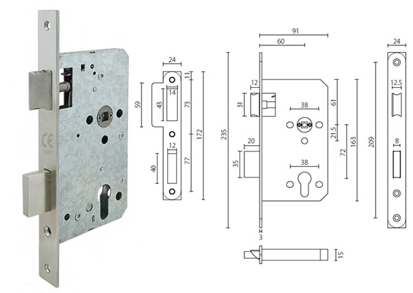 ML107206 emergency exit mortise lock with deadbolt for escape doors - Door Lock - 1