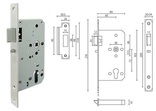 ML107208 classroom door mortise lock,72 Centers - Door Lock - 1