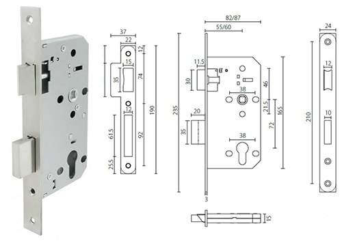 ML207201 mortice sashlock with thumbturn 72mm Centers - Door Lock - 1