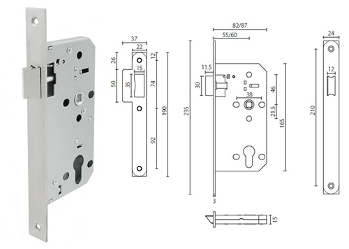 ML207202 passage mortice lock body for latched doors - Door Lock - 1