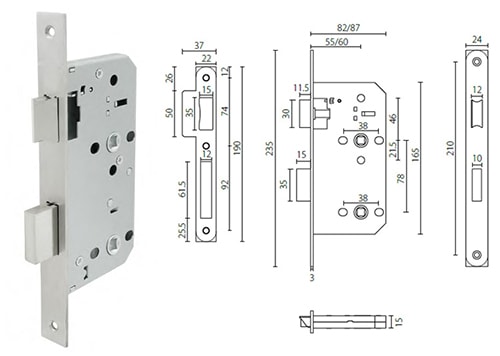 ML207205 privacy mortise lock set with deadbolt for bathroom door - Door Lock - 1