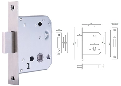 MLC105-55mm backset compact mortice dead lock for bathroom privacy - Door Lock - 1