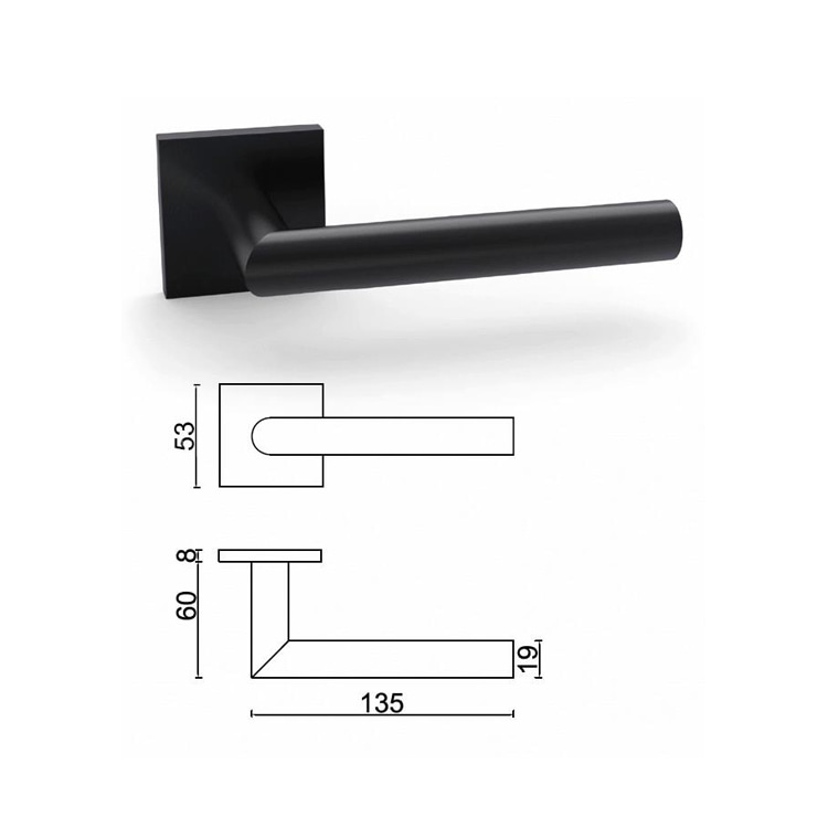 Matte black door handle SR10SL105-BK, EN1906 Grade 3 tested/EN1634-1 fire rated - Door Handle - 1