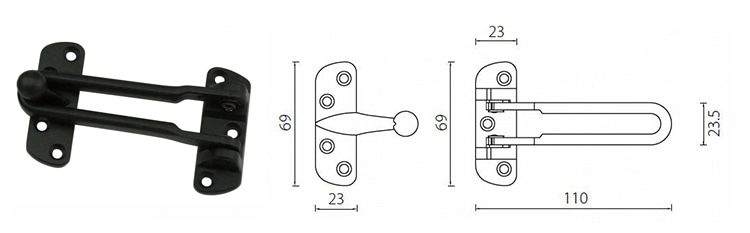 Matte black security door guard latch lock DGZ01-BK - Accessories - 1