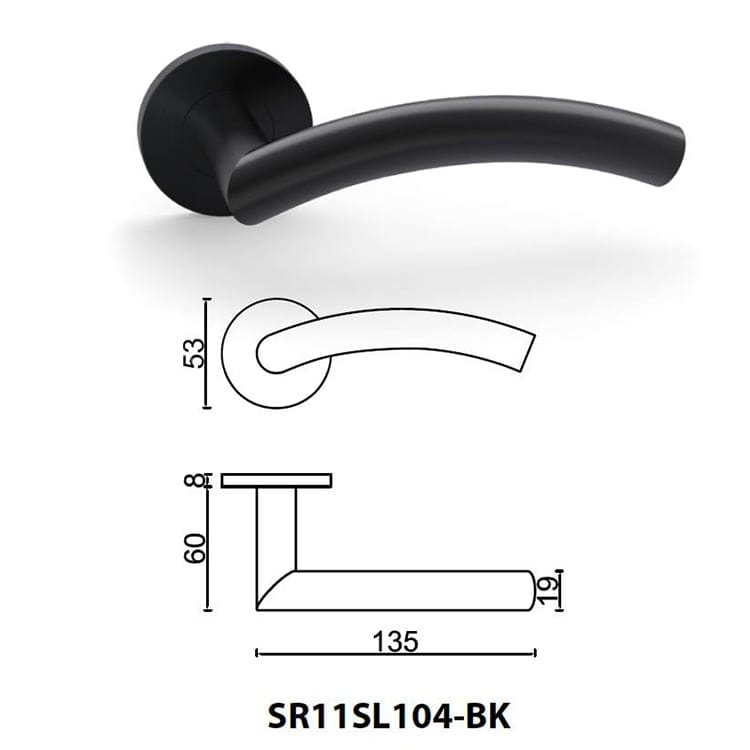 Modern Dummy Black Lever Handle For Interior Use,SR11SL104-BK - Door Handle - 1