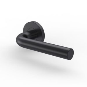 Modern Stainless Steel Matt Black Door Handle SR11SL101-BK, Round Rose