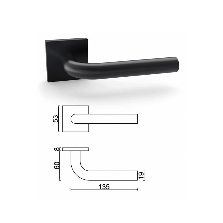 Modern matte black door handle SR10SL101-BK, EN1906 Grade 3 tested - Door Handle - 1