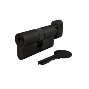 Modern matte black lock cylinder with thumbturn ECS3030TK-BK