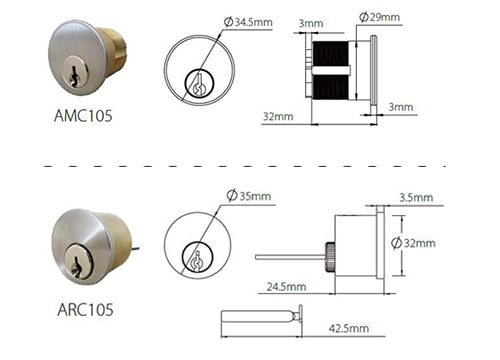 ECS2595 asymmetrical euro cylinder 95mm/25mm, custom long size - Euro Cylinder - 1