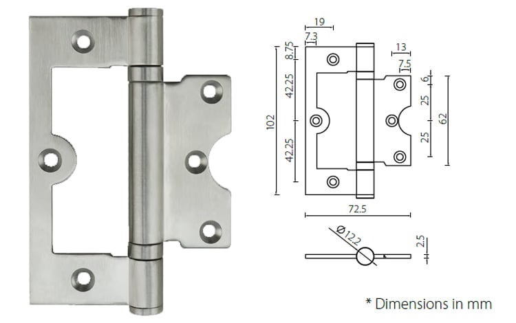 Stainless steel ball bearing flush butt hinge HFS4025 - Door Hinge - 1