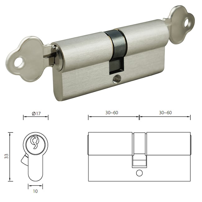 Double european profile cylinder with emergency function ECS-EF3030 - Euro Cylinder - 1