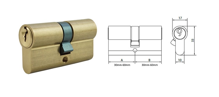 DIN18252 satin brass euro cylinder,custom spec - Euro Cylinder - 1