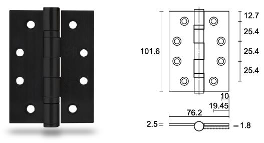 Stainless steel matte black door hinge HB403025-BK - Door Hinge - 1