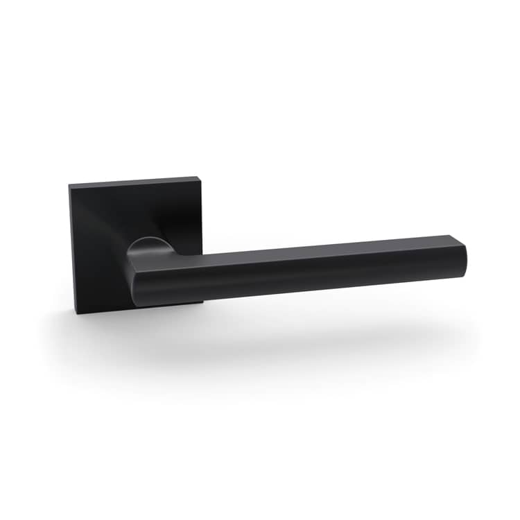 square rose designed modern black lever door handle